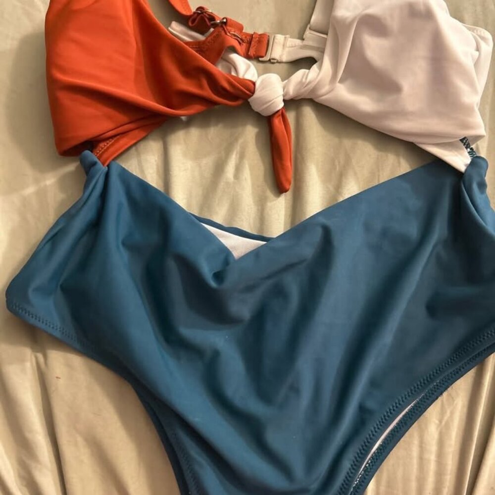 SHEIN colorblock one piece cutout swimsuit